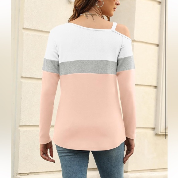 Color Block Off-Shoulder Sweater - Picture 5 of 6